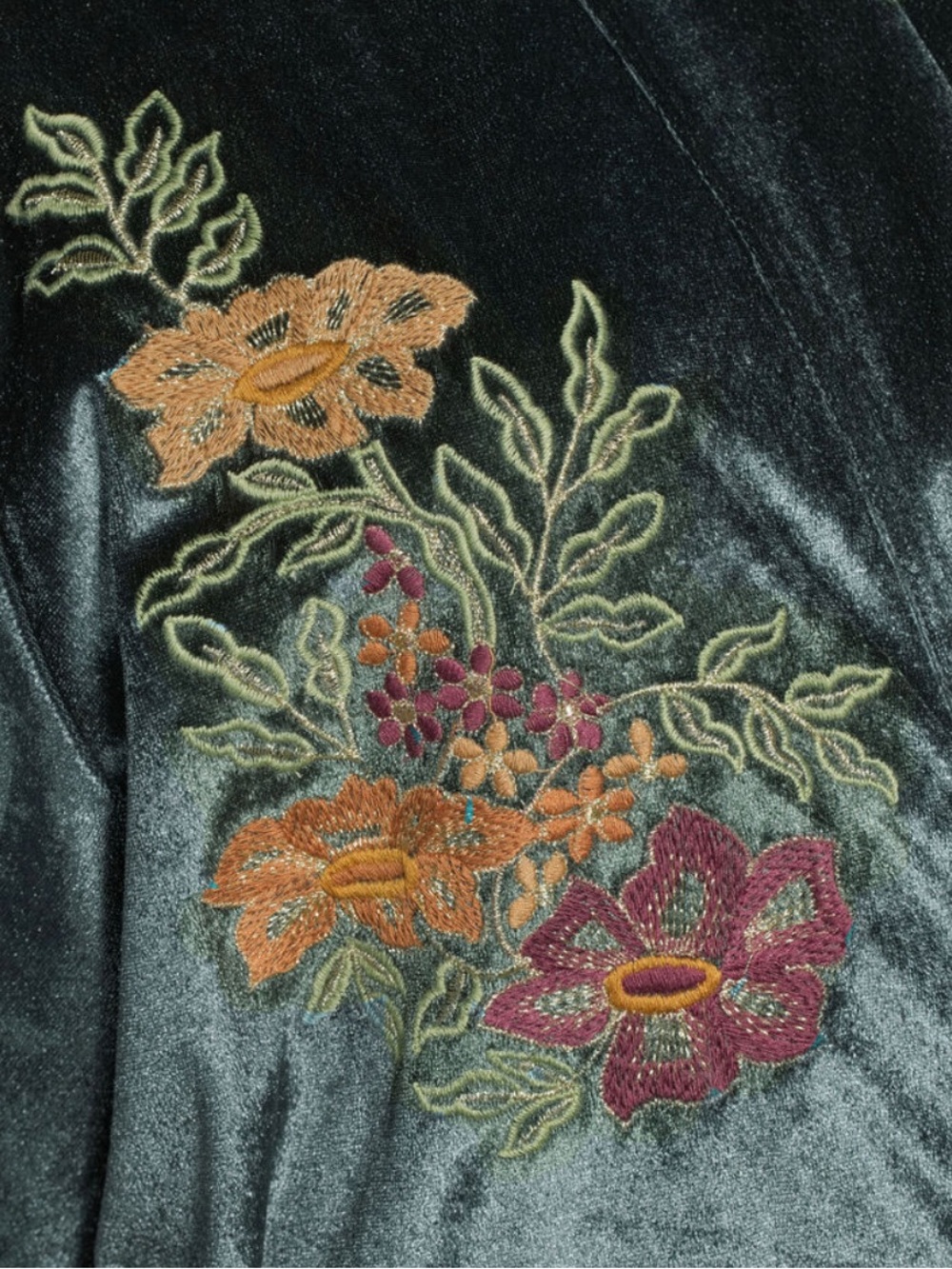 NEW- World Market- Women's Velvet Floral Embroidered Robe - Picture 4 of 8